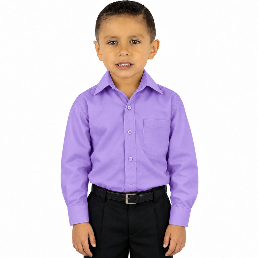Camisa de vestir infantil Rodolfo Valentini lila para niño, frente fajada