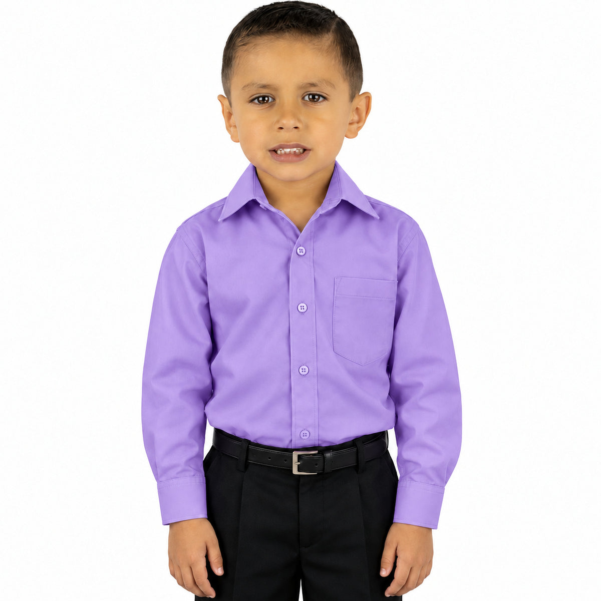Camisa de vestir infantil Rodolfo Valentini lila para niño, frente fajada | color:lila-rodolfo