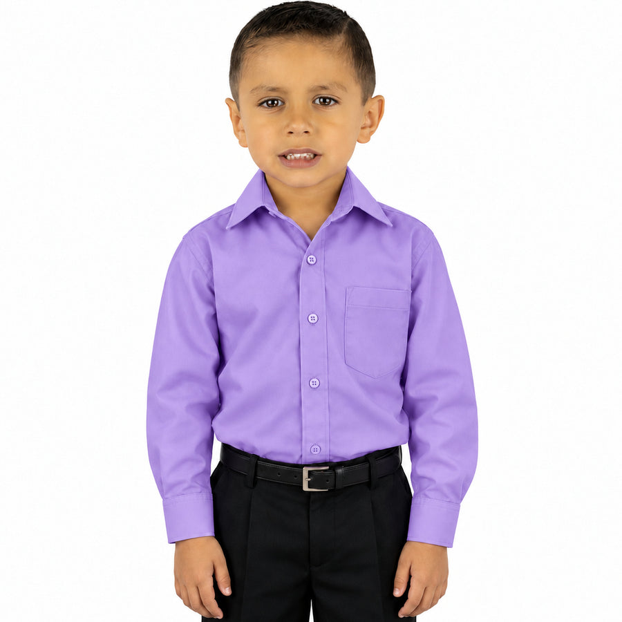 Camisa de vestir infantil Rodolfo Valentini lila para niño, frente fajada | color:lila-rodolfo