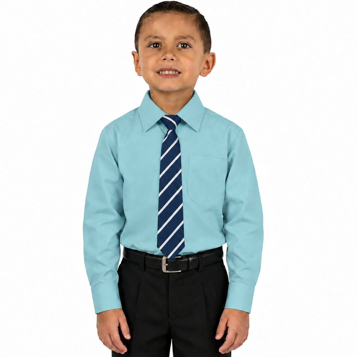 Camisa de vestir infantil verde menta rodolfo valentini, frontal fajada corbata diagonal, talla 2 a 16 | color:verde-menta-rodolfo
