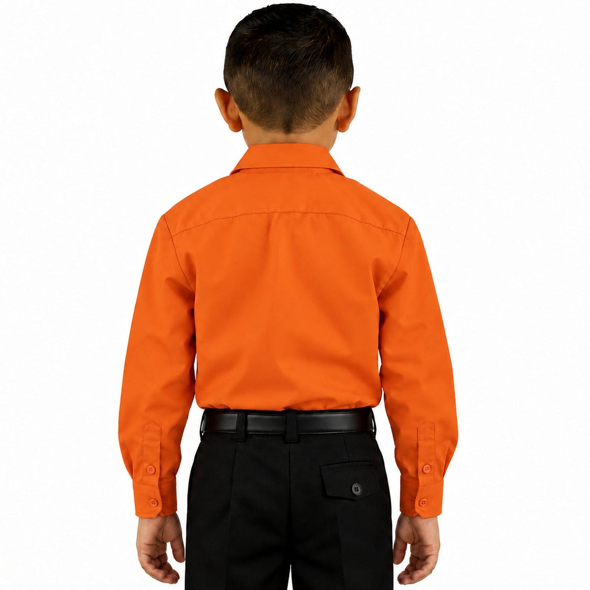 Camisa de vestir infantil Rodolfo Valentini naranja, espalda fajada | color:naranja-rodolfo