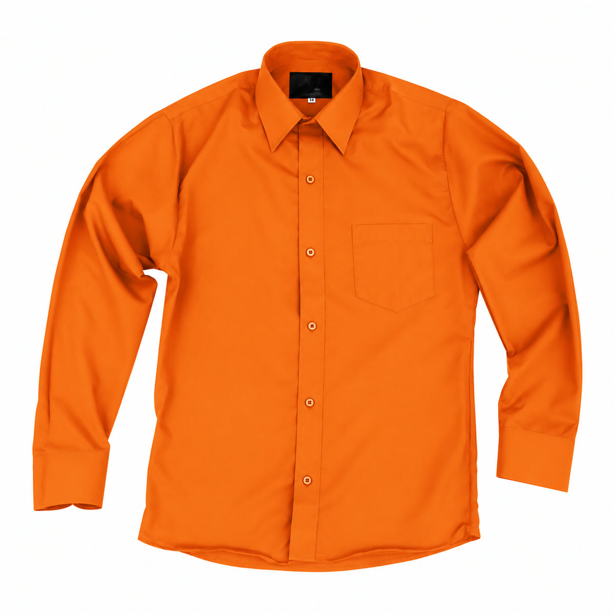 Camisa de vestir infantil Rodolfo Valentini naranja, prenda sola frontal con etiqueta negra | color:naranja-rodolfo
