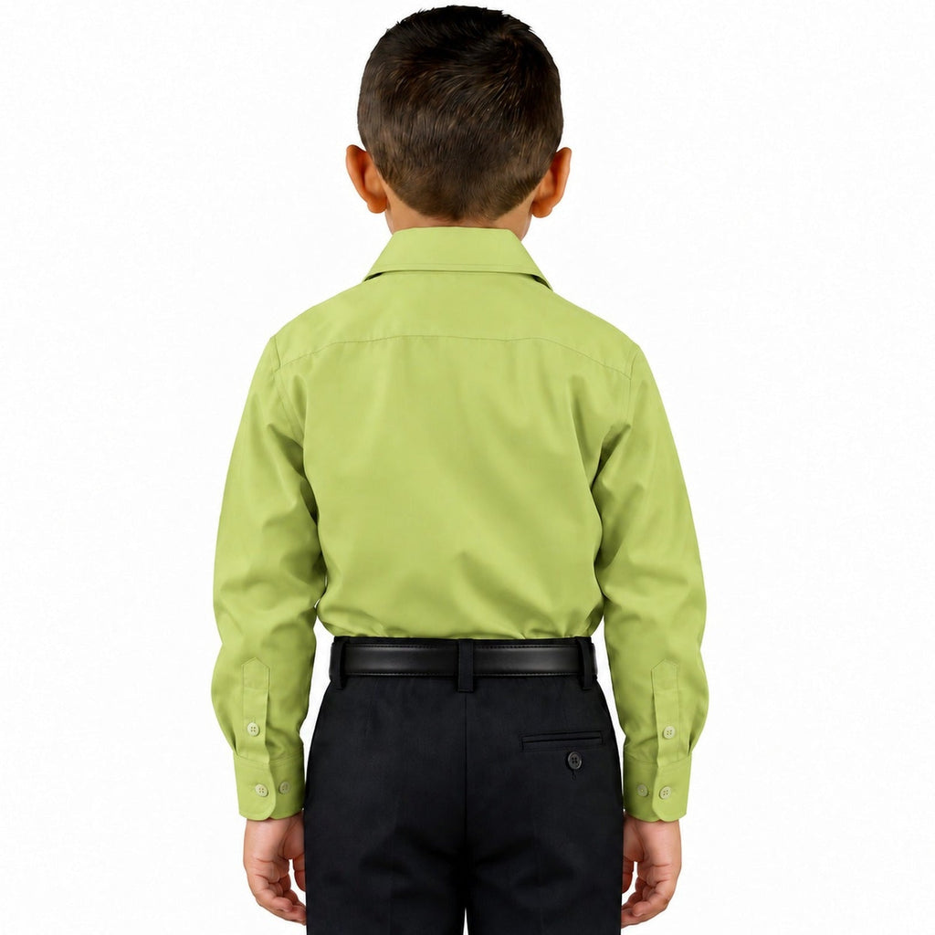 Camisa de vestir infantil Rodolfo Valentini verde manzana, espalda fajada