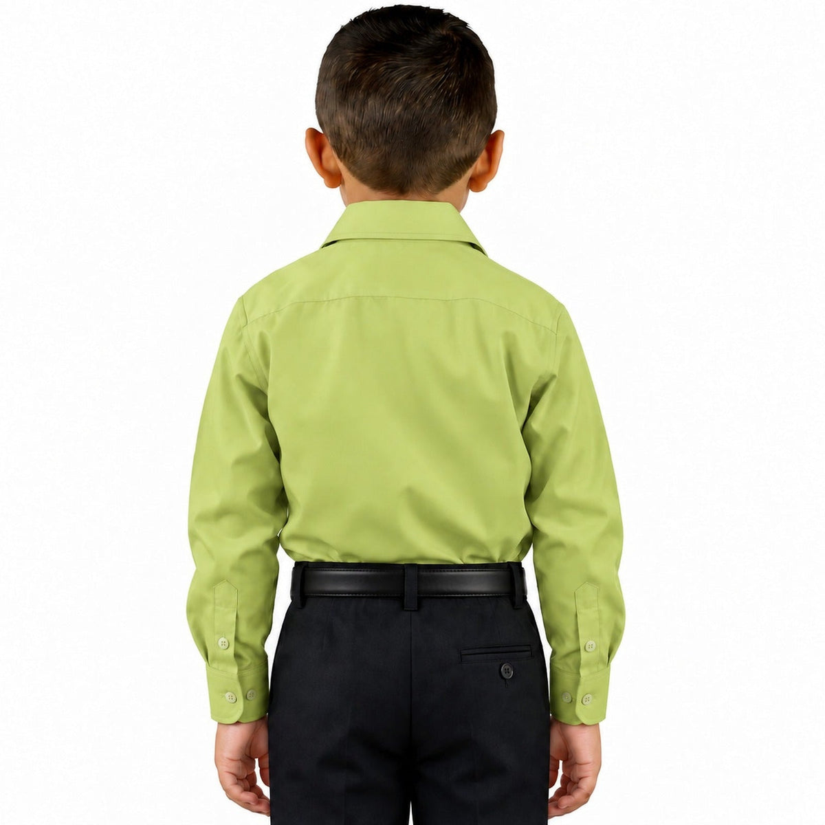 Camisa de vestir infantil Rodolfo Valentini verde manzana, espalda fajada | color:verde-manzana-rodolfo