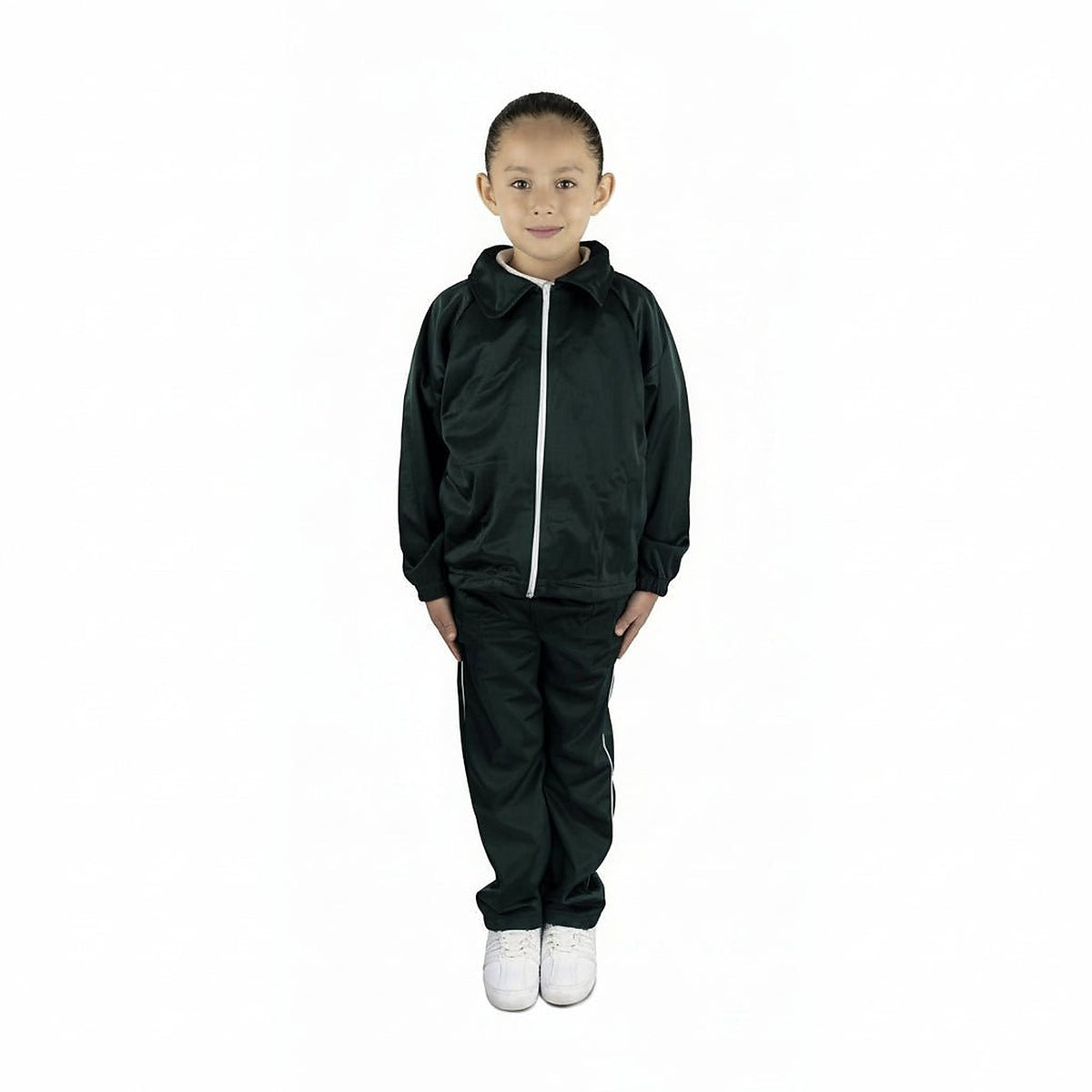 Conjunto de pants escolar Sportock infantil Verde botella, vista frontal con modelo | color:verde-botella