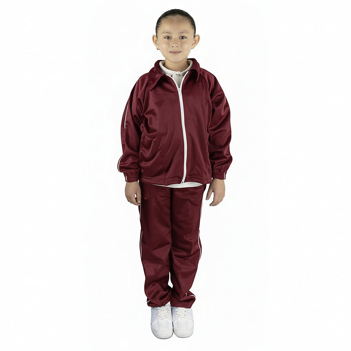 Conjunto de pants escolar Sportock infantil Vino, vista frontal con modelo | color:vino