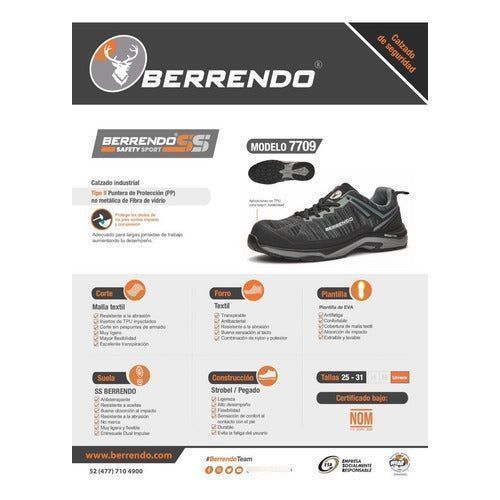 Tenis Berrendo 7709 Industrial Casquillo Fibra Vidrio Lígero - Garufa Jeans