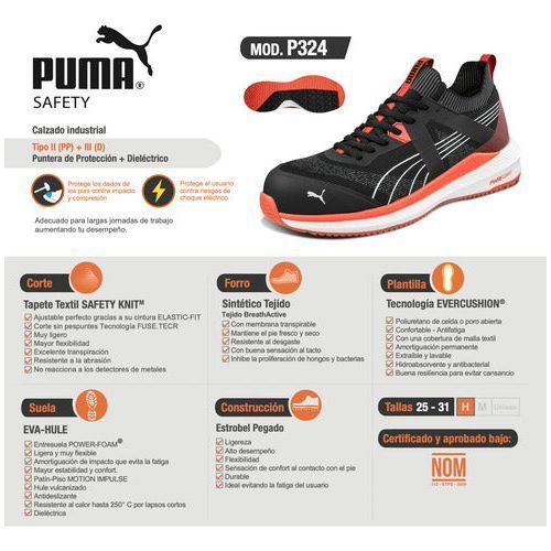 Tenis Puma P324 Seguridad Industrial Casquillo Dieléctrico - Garufa Jeans