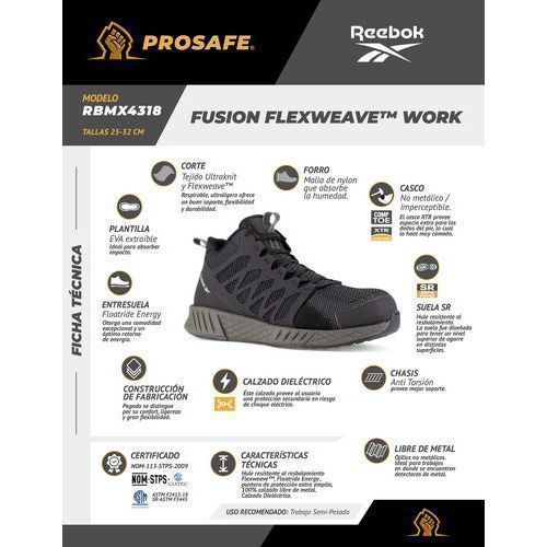 Tenis Reebok Fusion Flexweave Industrial Casquillo No Metálico Dieléctrico - Garufa Jeans