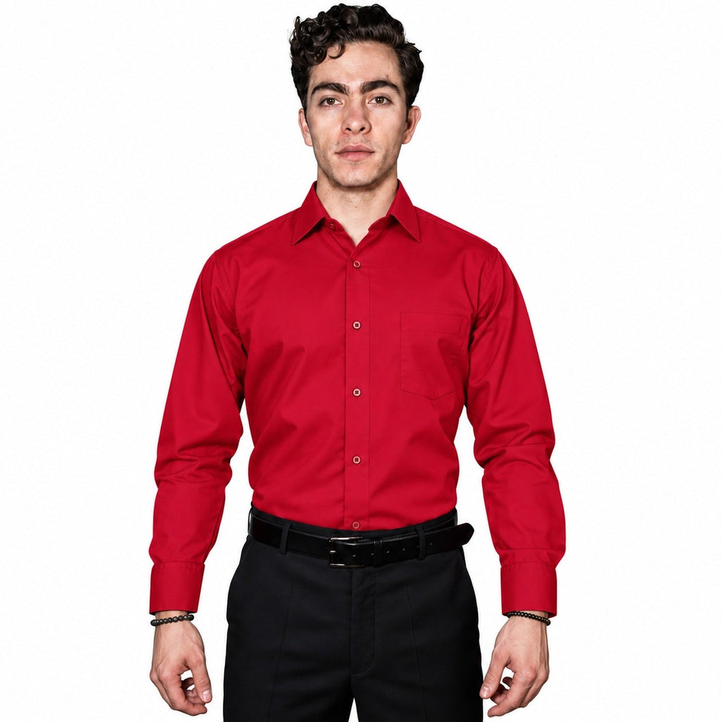 Camisa de vestir para hombre Zanely roja, frontal fajada