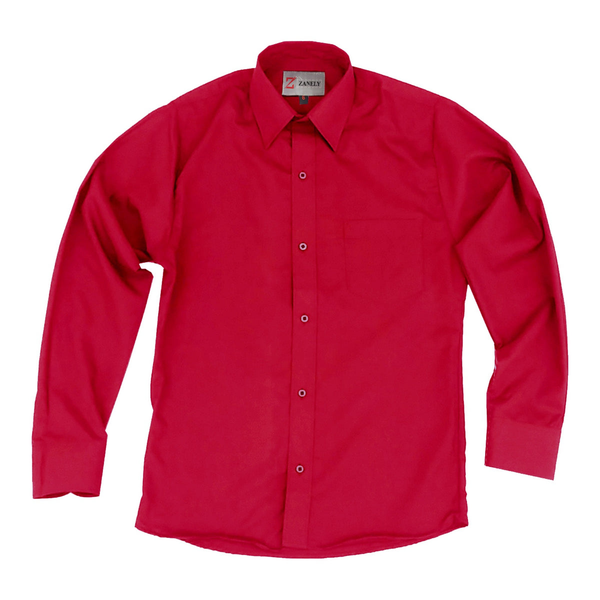 Camisa de vestir para hombre Zanely roja, prenda sola de frente con bolsillo | color:roja-zanely