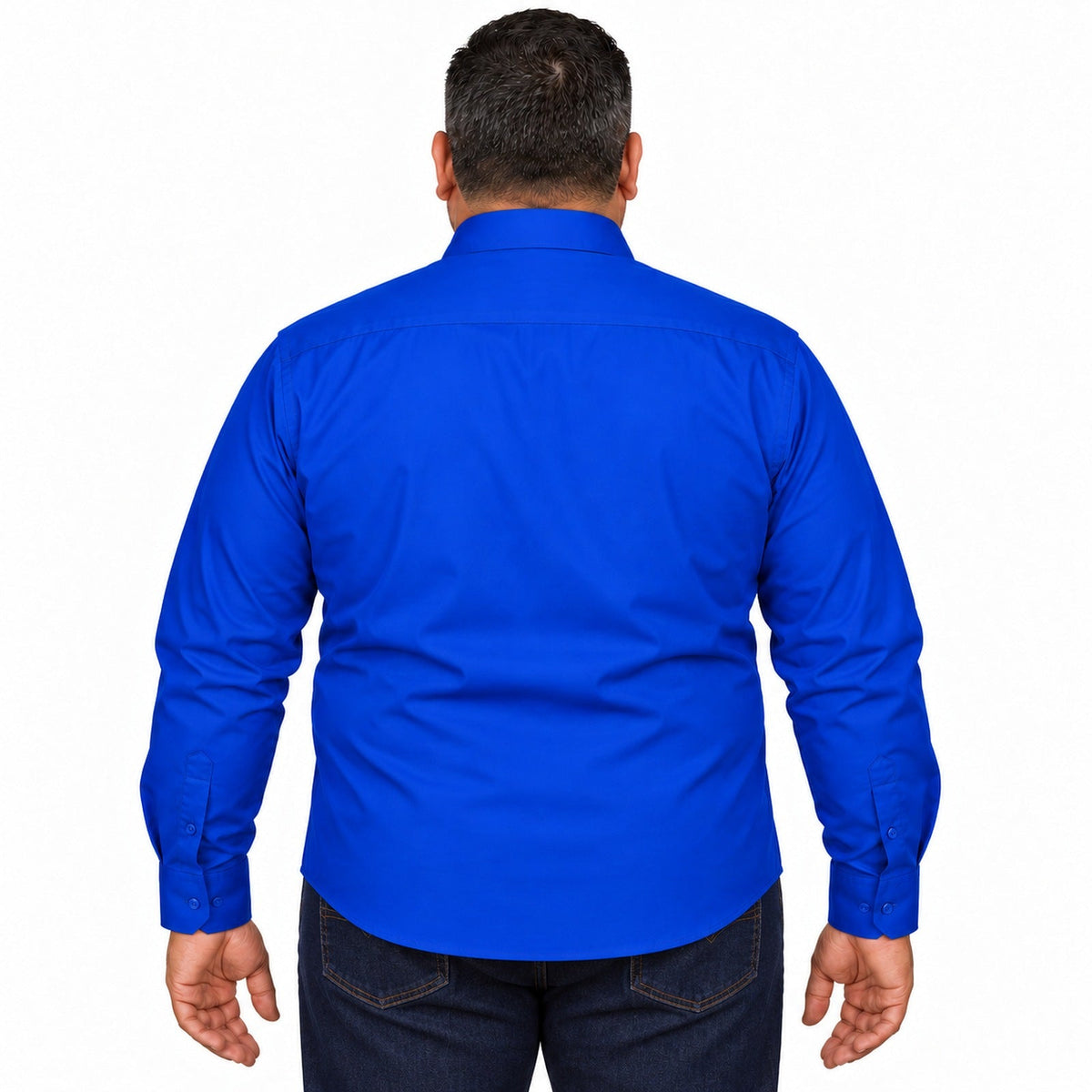 Camisa de vestir para hombre azul rey tallas extras 44 a 50, Zanely, espalda desfajada | color:azul-rey-zanely