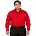 Camisa de vestir Zanely para hombre roja, tallas extras 44 a 50, vista frontal fajada sin corbata | color:roja-zanely