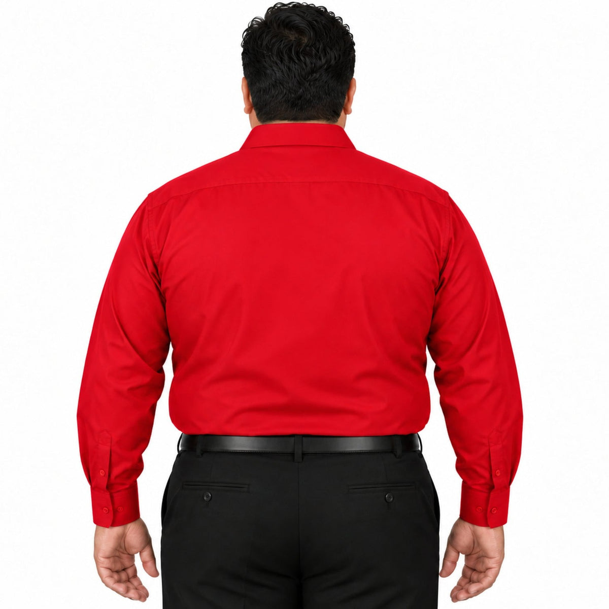Camisa de vestir Zanely para hombre roja, tallas extras 44 a 50, vista posterior fajada | color:roja-zanely
