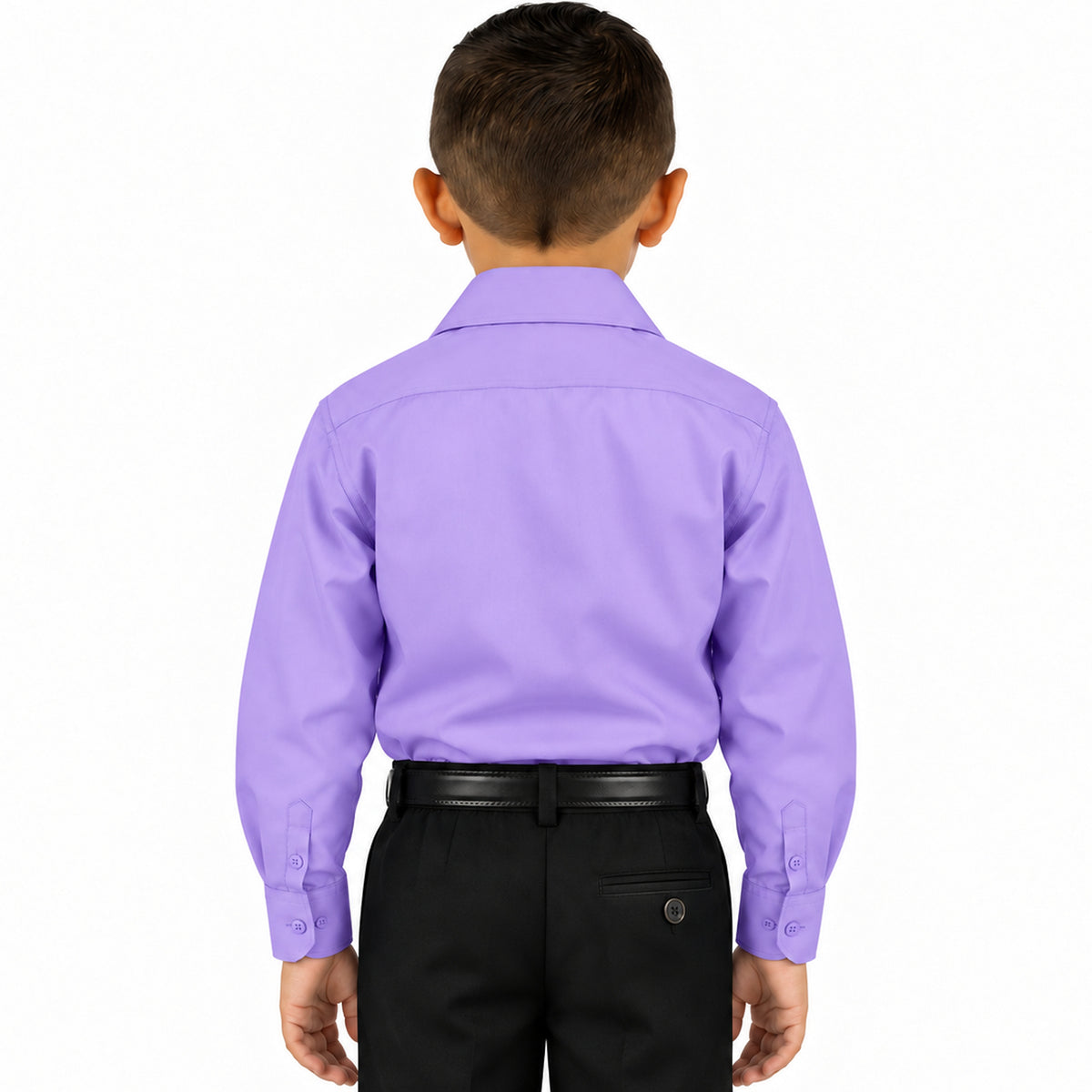 Camisa de vestir infantil Zanely lila para niño, espalda fajada | color:lila-zanely