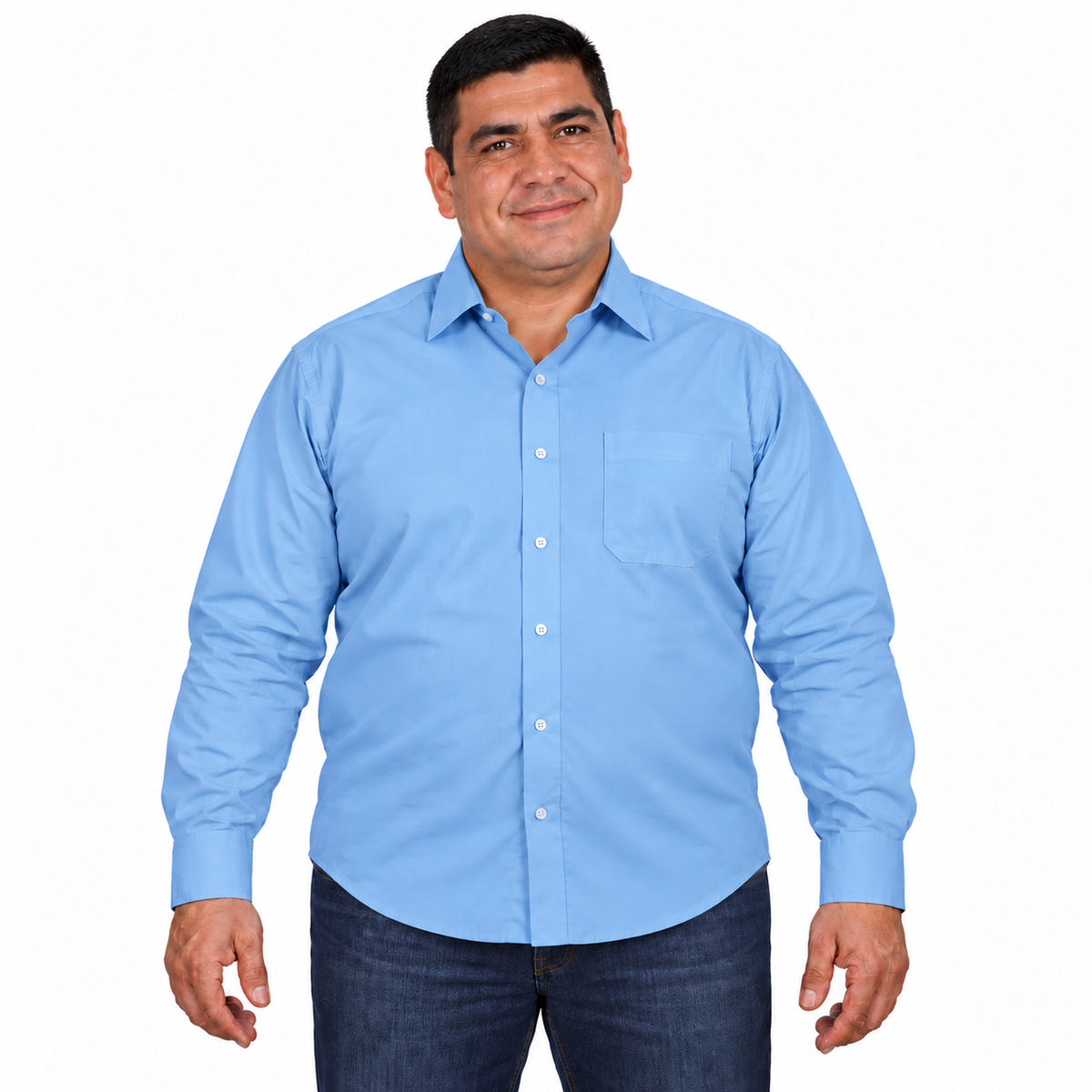 Camisa de vestir Zanely Platinium para hombre azul cielo, frontal desfajada casual | color:azul-cielo