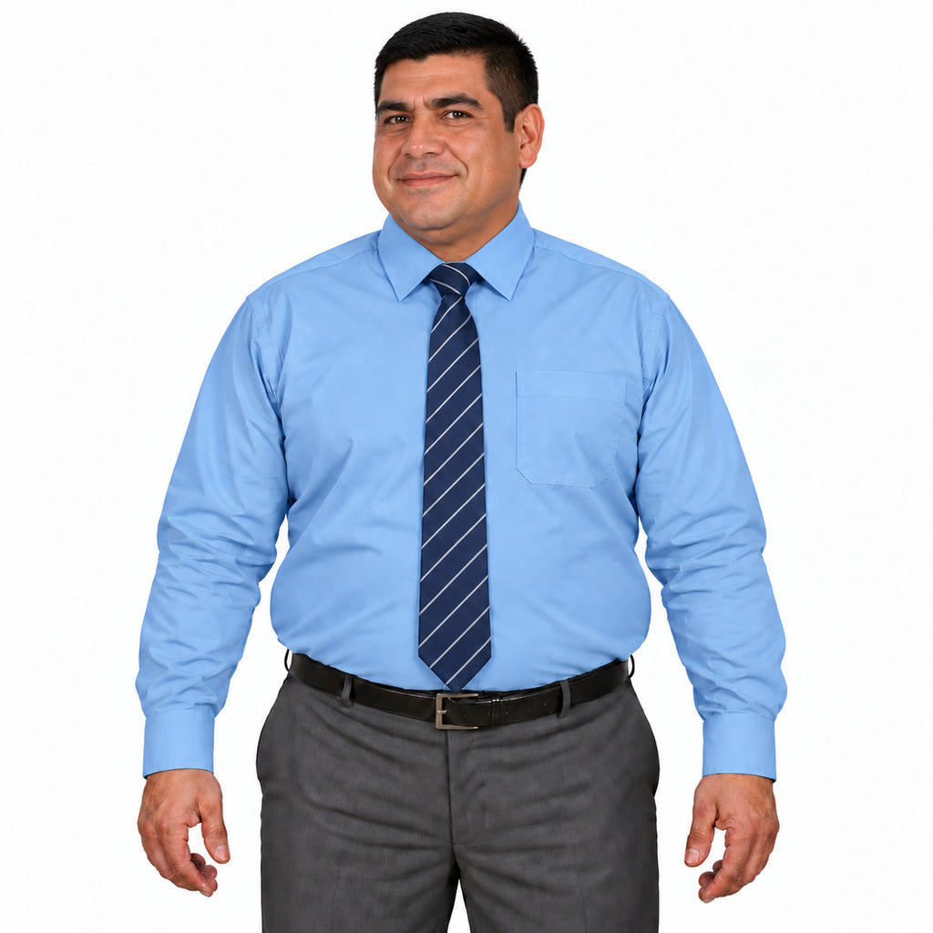 Camisa de vestir Zanely Platinium para hombre azul cielo, frontal fajada con corbata