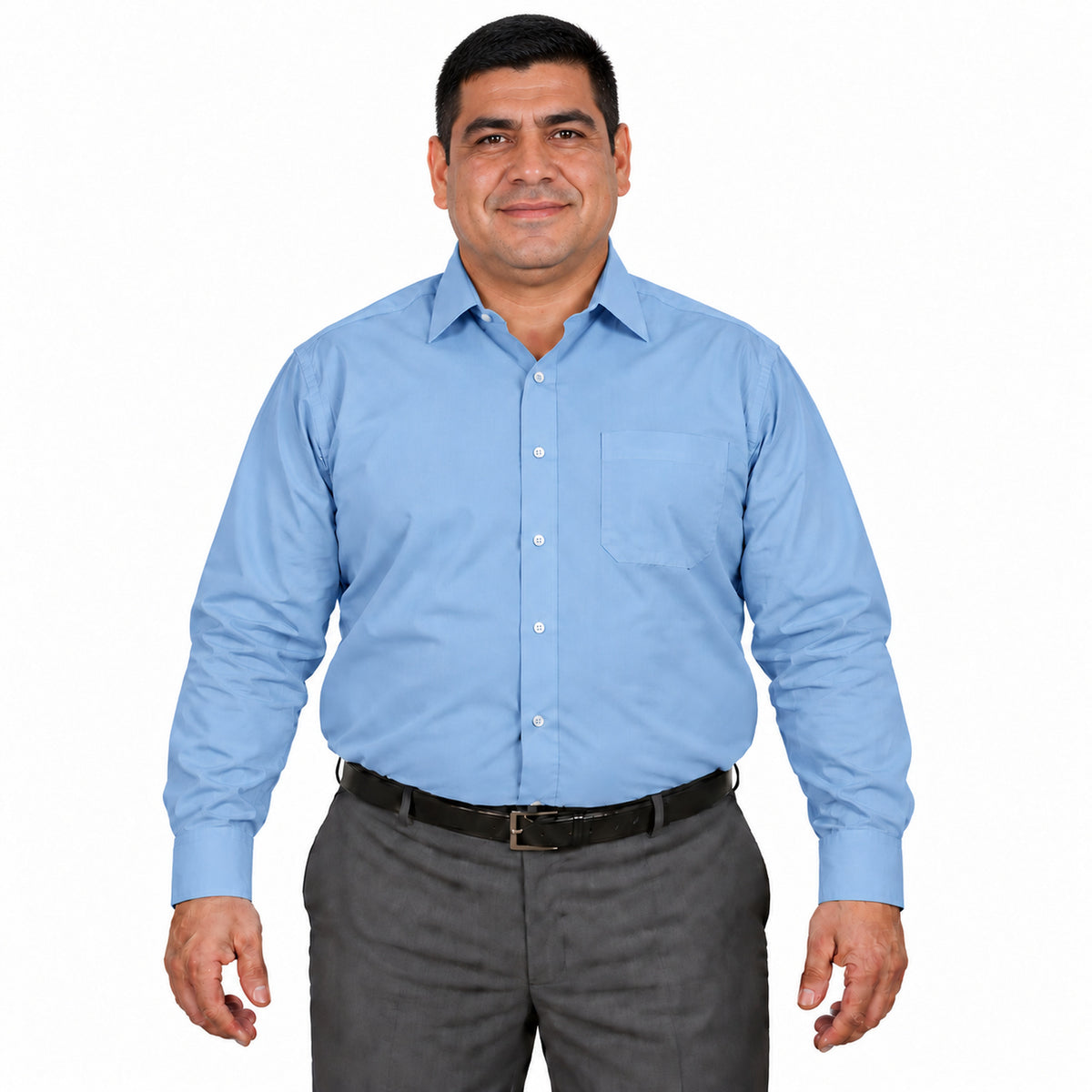 Camisa de vestir Zanely Platinium para hombre azul cielo, frontal fajada sin corbata | color:azul-cielo