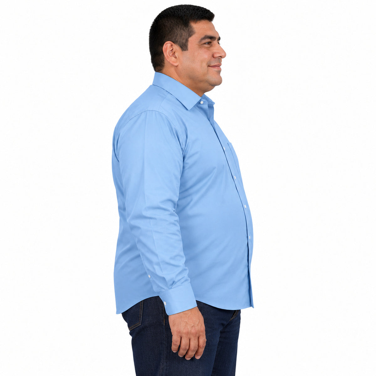 Camisa de vestir Zanely Platinium para hombre azul cielo, perfil derecho desfajada | color:azul-cielo