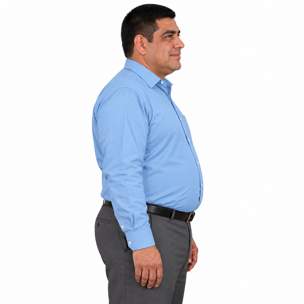 Camisa de vestir Zanely Platinium para hombre azul cielo, perfil derecho fajada