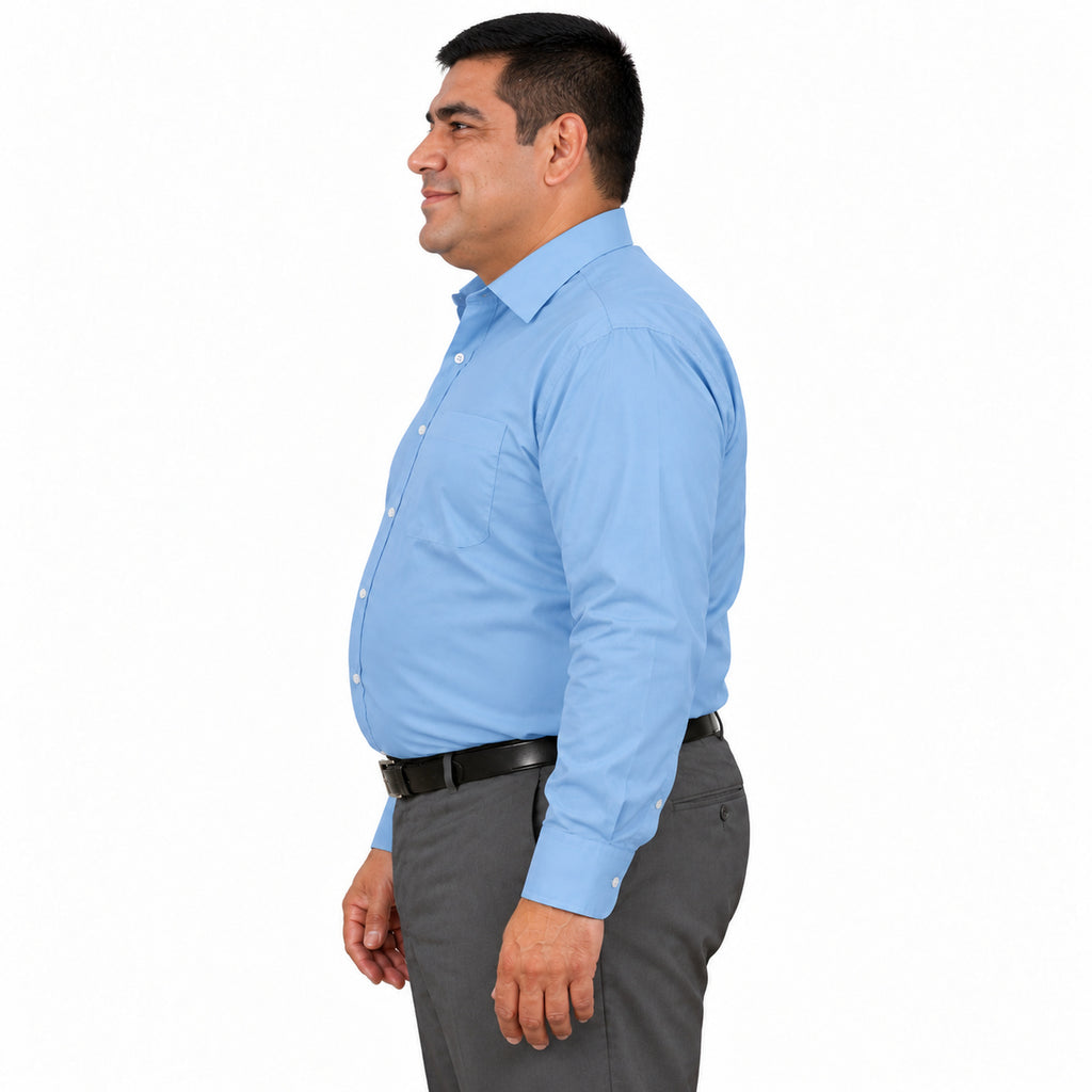 Camisa de vestir Zanely Platinium para hombre azul cielo, perfil izquierdo fajada