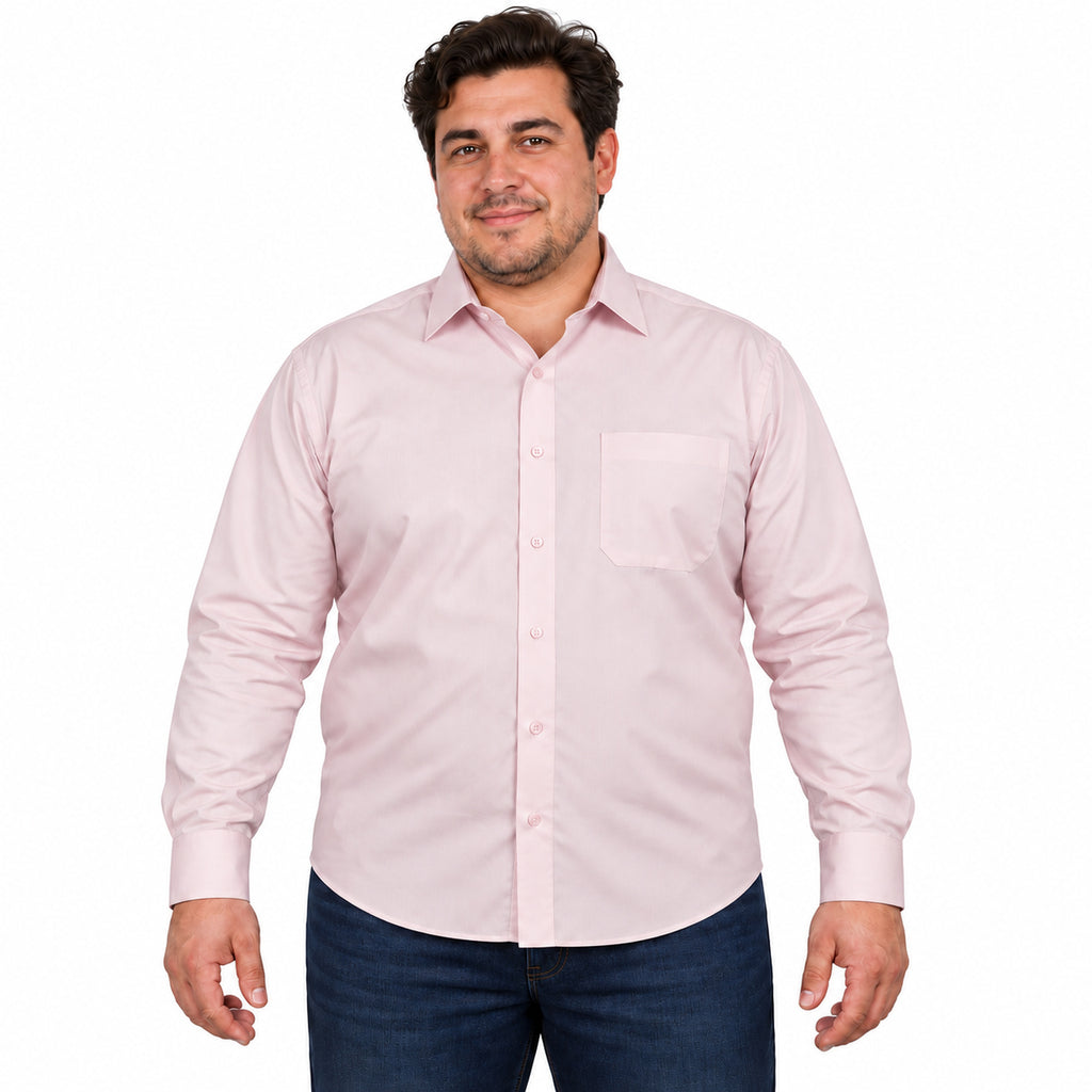 Camisa de vestir Zanely Platinium para hombre rosa claro, frontal desfajada casual