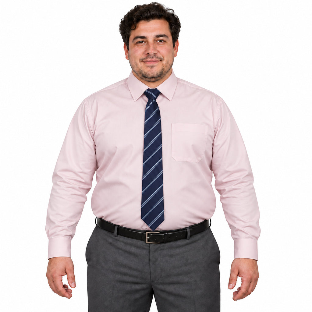 Camisa de vestir Zanely Platinium para hombre rosa claro, frontal fajada con corbata