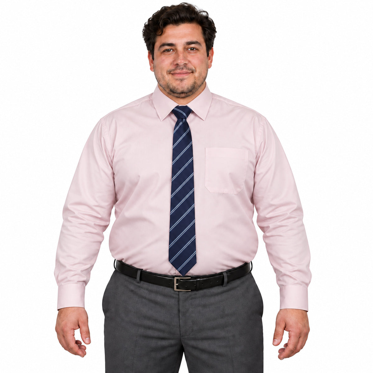 Camisa de vestir Zanely Platinium para hombre rosa claro, frontal fajada con corbata | color:rosa-claro