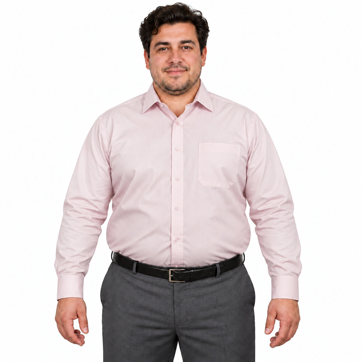 Camisa de vestir Zanely Platinium para hombre rosa claro, frontal fajada sin corbata | color:rosa-claro