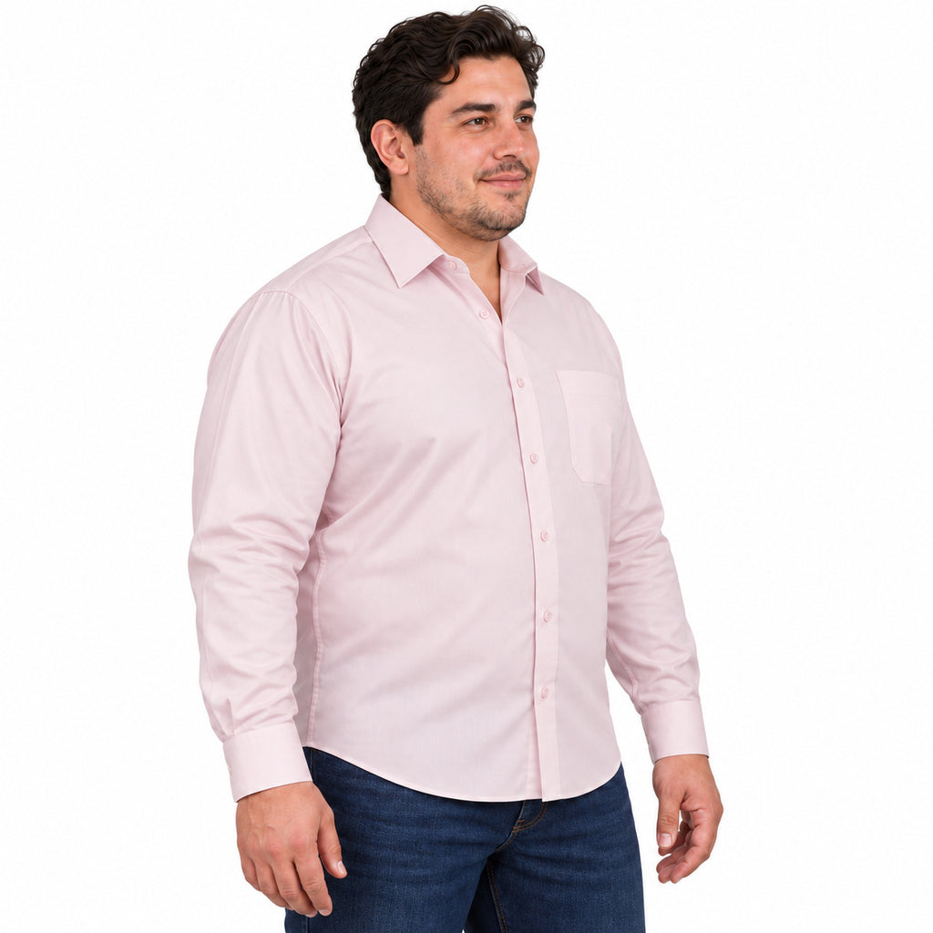 Camisa de vestir Zanely Platinium para hombre rosa claro, perfil derecho desfajada