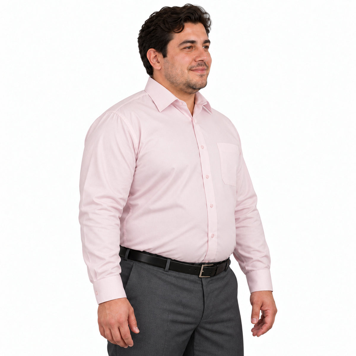 Camisa de vestir Zanely Platinium para hombre rosa claro, perfil derecho fajada | color:rosa-claro