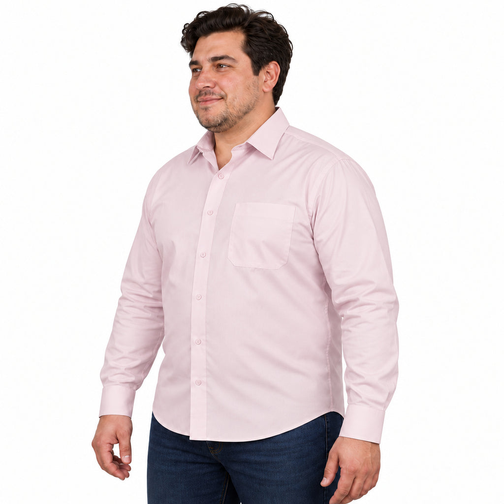 Camisa de vestir Zanely Platinium para hombre rosa claro, perfil izquierdo desfajada
