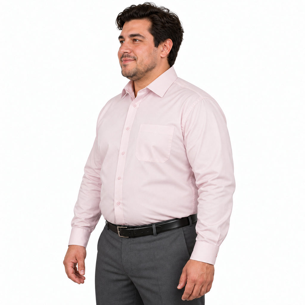 Camisa de vestir Zanely Platinium para hombre rosa claro, perfil izquierdo fajada