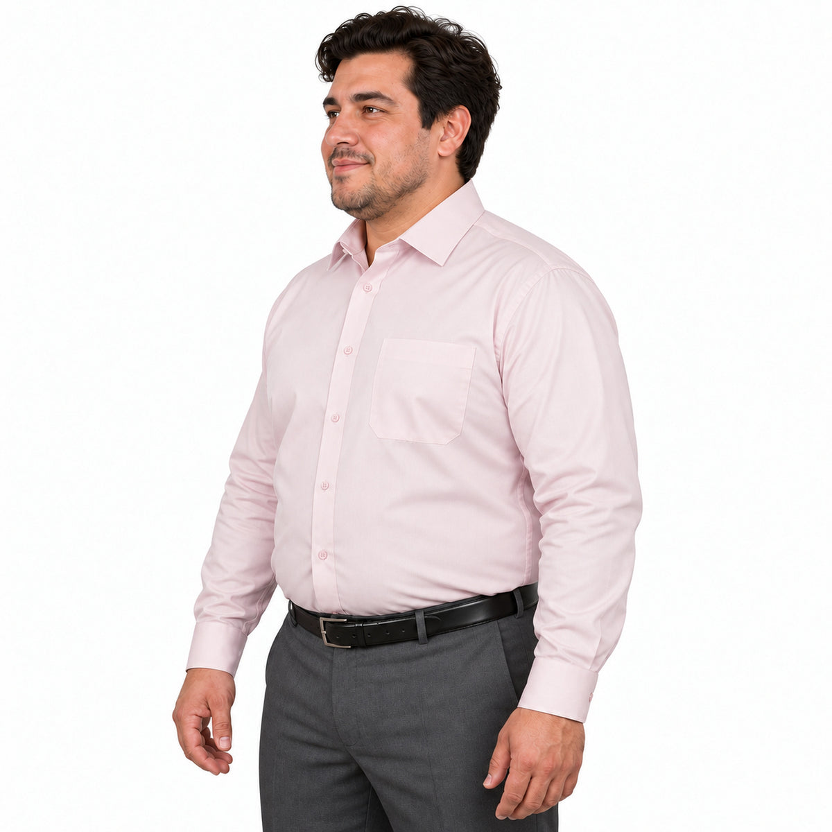 Camisa de vestir Zanely Platinium para hombre rosa claro, perfil izquierdo fajada | color:rosa-claro
